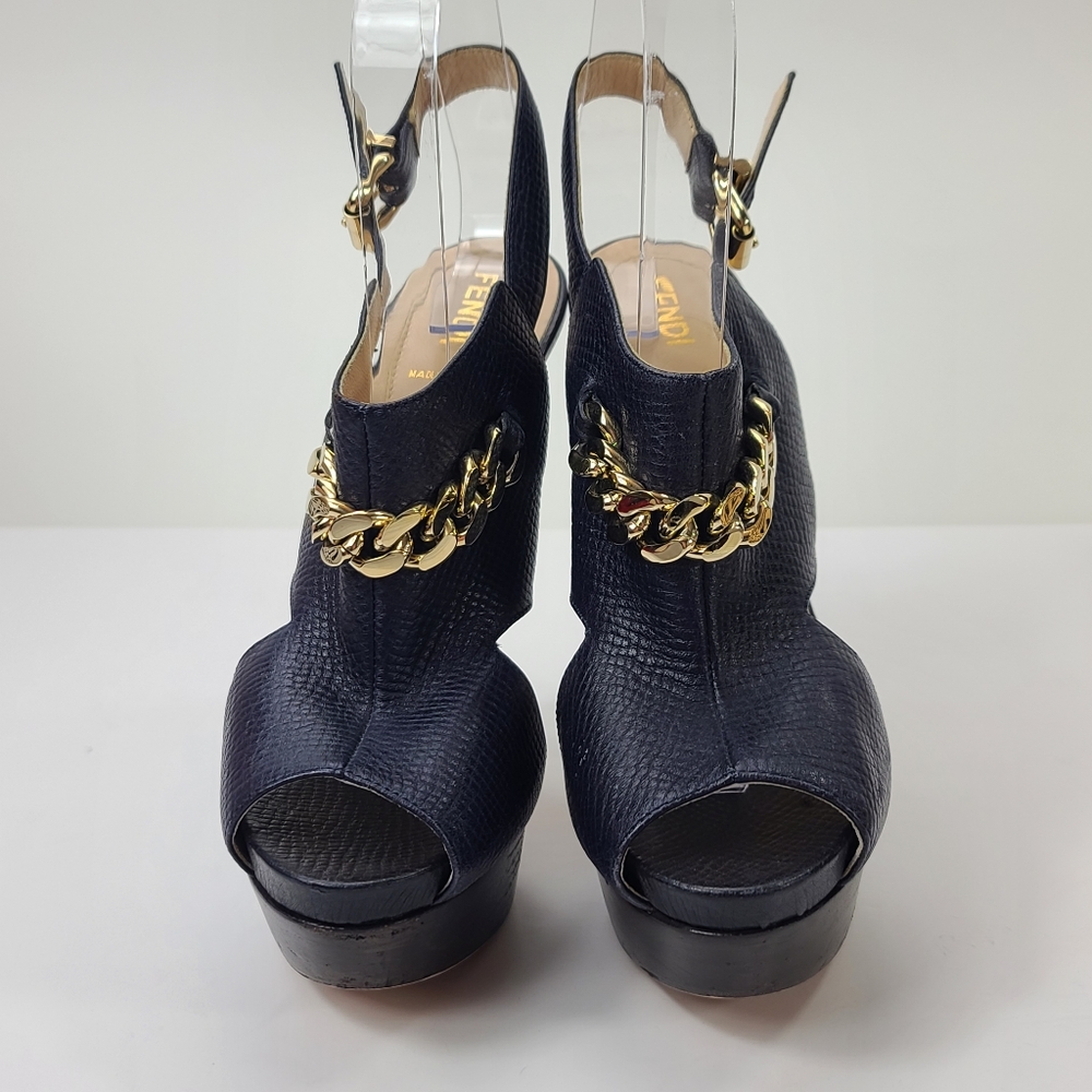 Fendi Platform Heels Very Dark Blue size 7 - Picture 2 of 8